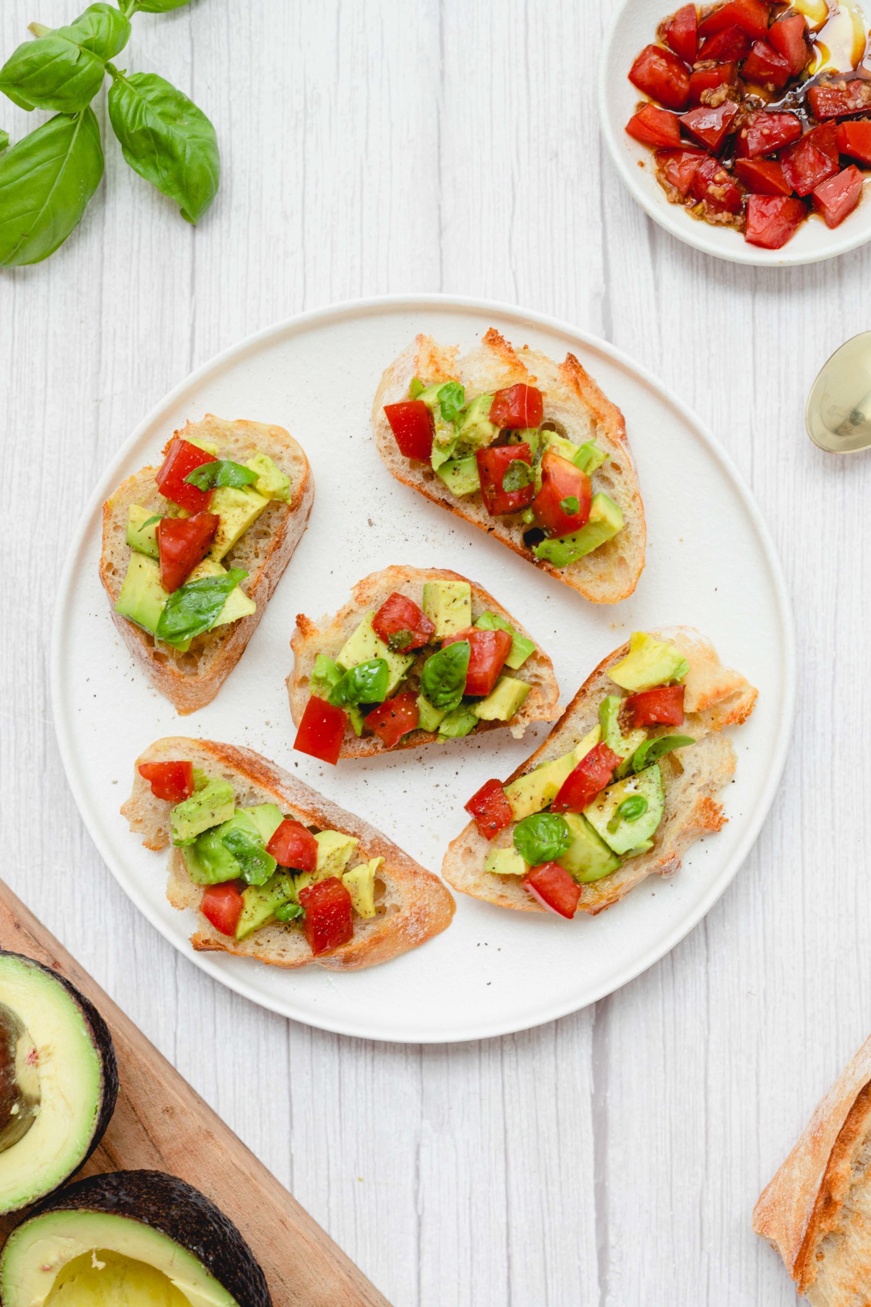 Avocado, Tomato & Basil Bruschetta