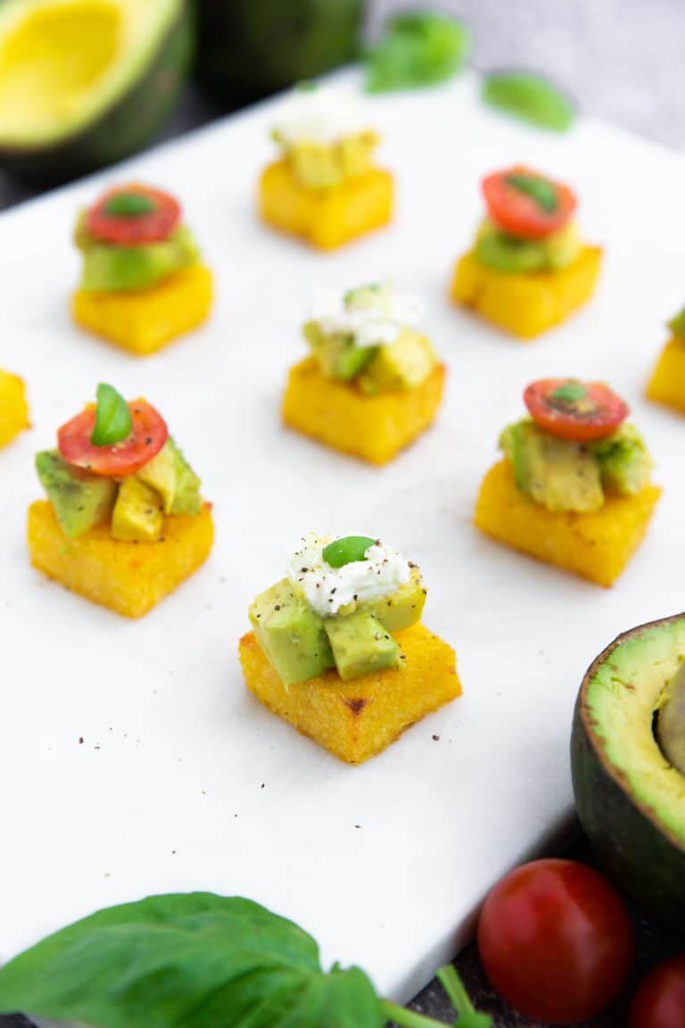 Avocado Polenta Bites with Ricotta & Tomato
