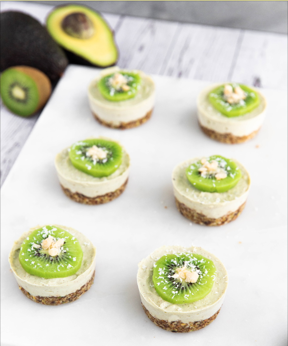 Kiwifruit, Lime & Avocado Raw Cheesecakes