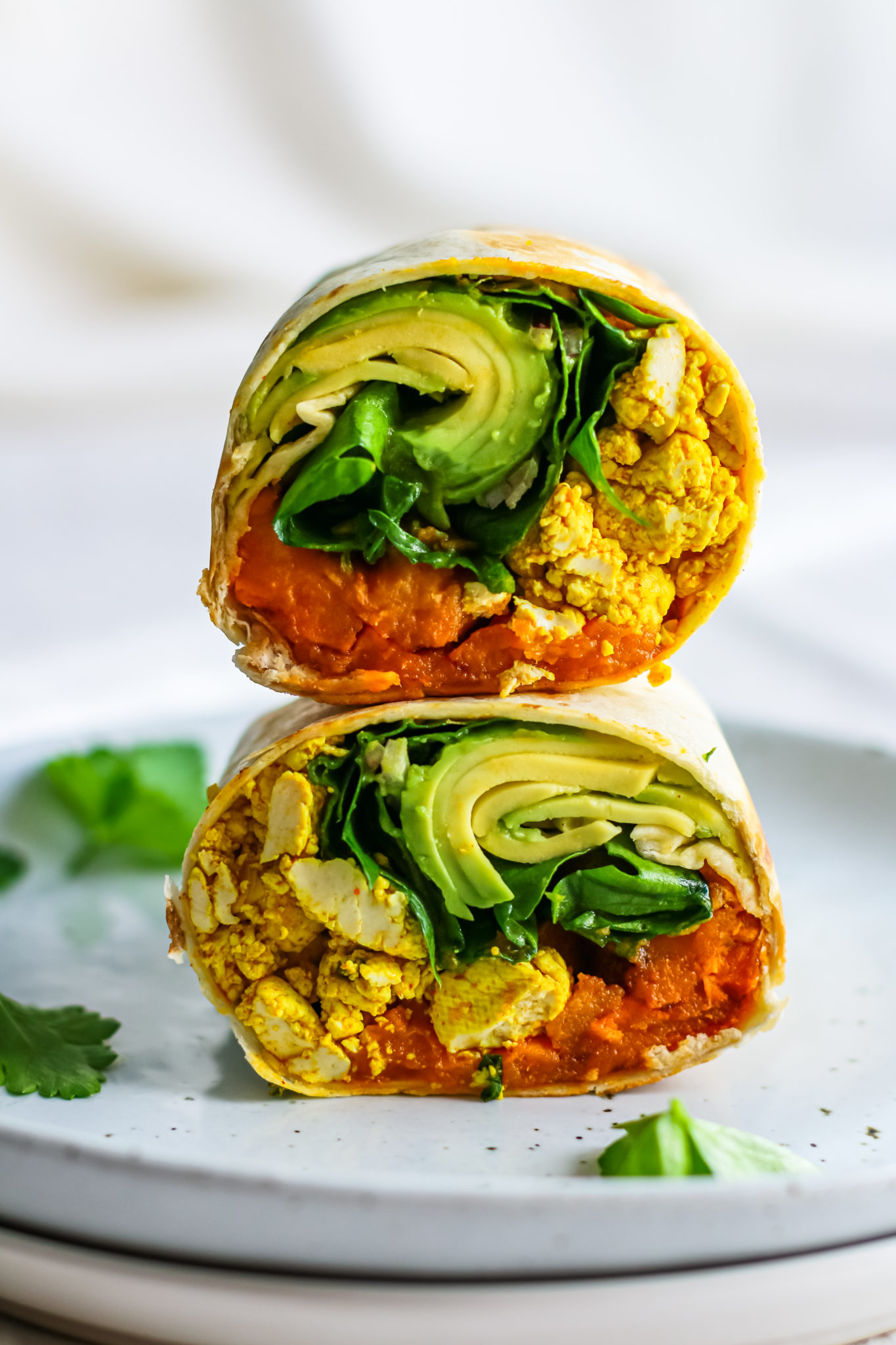 Breakfast Burrito with Avocado, Sweet Potato & Scrambled Tofu - The Avo