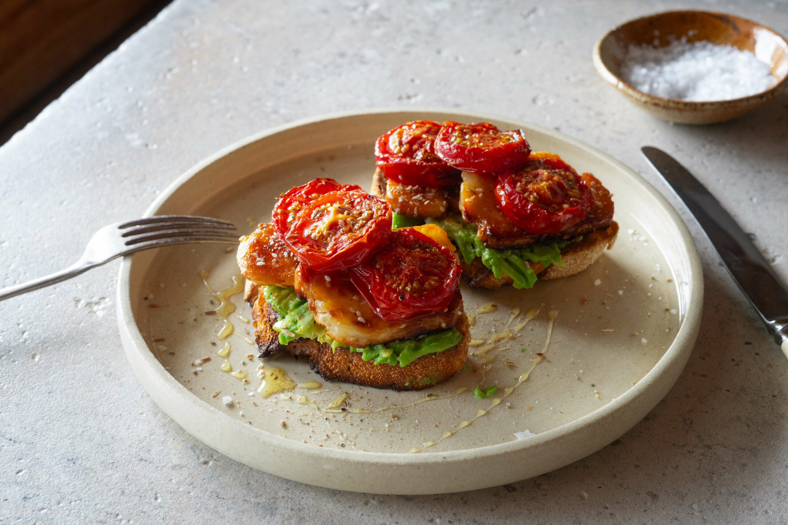 Fennel, GEM Avo & Honey Halloumi Toast