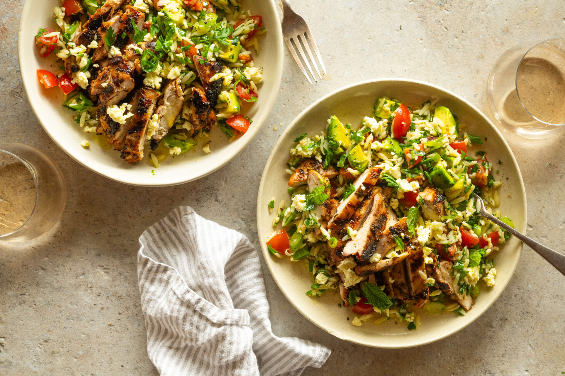 Grilled Herby Chicken with Summer Orzo Salad